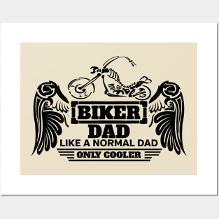 Biker Dad Like a Normal Dad Only Cooler Skeleton Bike Wings Posters and Art